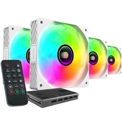 Pack 4 Ventiladores Gaming Mars MF-SI4KIT - 12cm ARGB con HUB y Mando a Distancia
