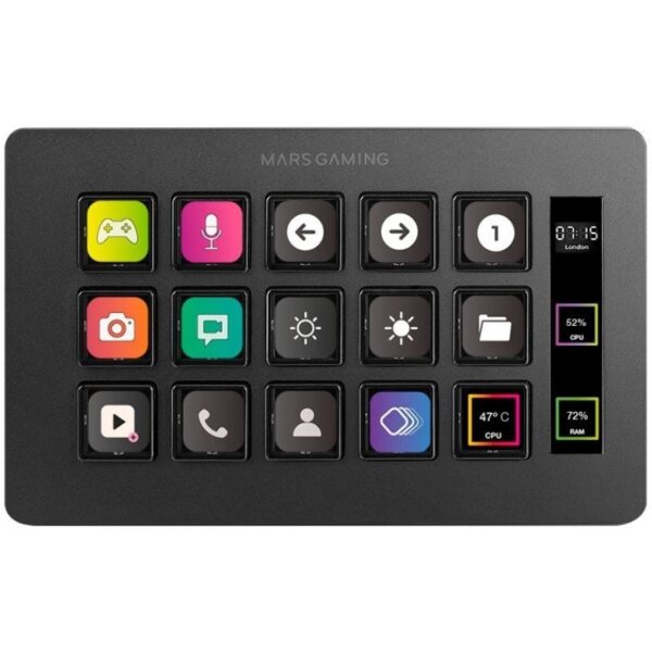 Stream Deck Slim Mars Gaming - 15 Teclas LCD Personalizables - Negro