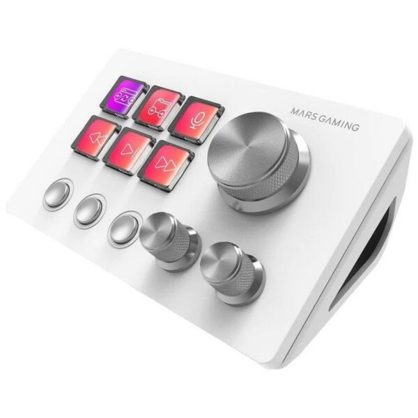 Control Deck Mars Gaming MSD-TWO/ 6 Teclas LCD/ 3 Ruedas/ 3 Botones/ Blanco