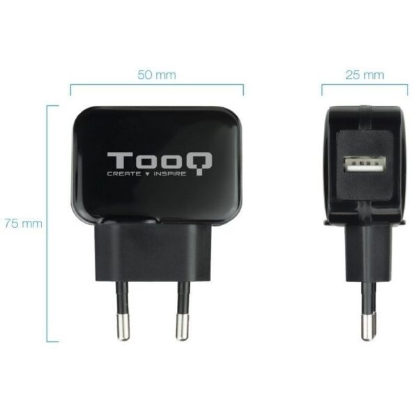 Cargador de Pared USB 12W TooQ - Negro - 1 Puerto