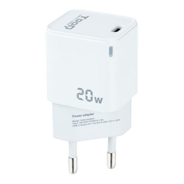 art_too-carga20tqwc-pd20wt_1-1 Cargador de Pared USB-C PD20W TooQ - Blanco - 20W Rápido
