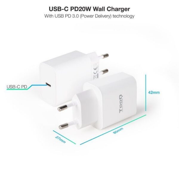 art_too-carga20tqwc-pdusbc20w_2 Cargador de Pared USB-C 20W TooQ - Rápido y Seguro