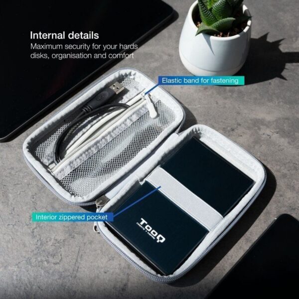 Funda Protector para Disco Externo 2.5" TooQ - Resistente y Compacta - Gris