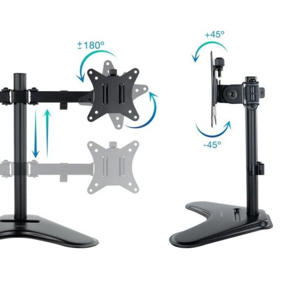 Soporte de Sobremesa para 2 Monitores TooQ DB1702TN-B - Giratorio, Inclinable y hasta 9kg