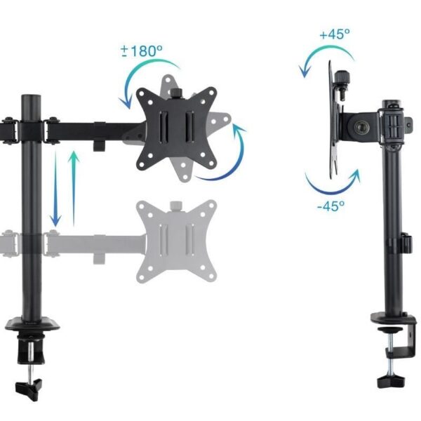 Soporte Giratorio para 2 Monitores TooQ DB1802TN-B - Ajuste 360°