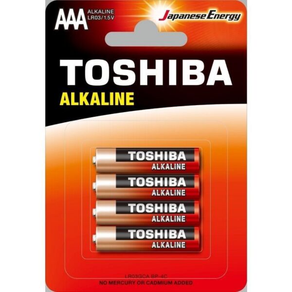 art_tos-pila20r0320eco2059492220bl4_1-1 Pack de 4 Pilas AAA Toshiba Alkaline LR03 1.5V - Alcalinas de Larga Duración