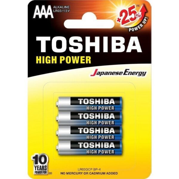 art_tos-pila20r03at20bl4_1-1 Pack de 4 Pilas AAA Toshiba High Power - 1.5V - Alcalinas