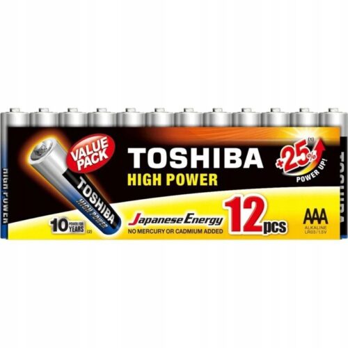 Pack de 12 Pilas AAA Toshiba High Power - LR03 1.5V - Alcalinas