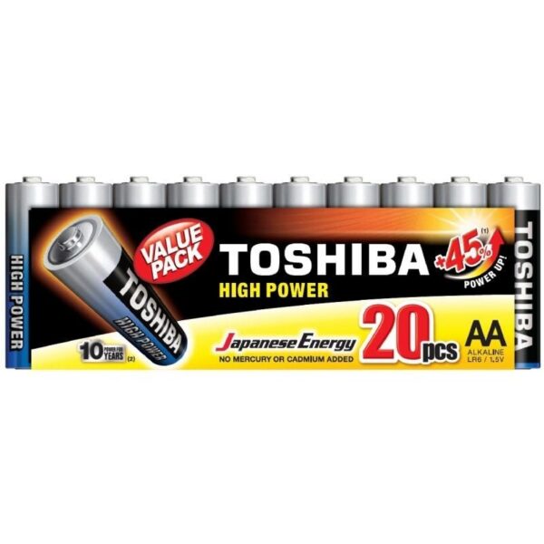 art_tos-pila20r6atpack20_1-1 Pack de 20 Pilas AA Toshiba High Power LR6/ 1.5V/ Alcalinas