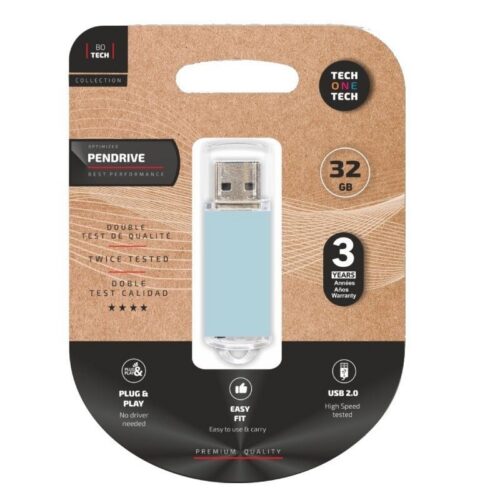 art_tot-basic20bl2032gb_1-1 Pendrive 32GB USB 2.0 Azul Cielo - Tech One Basic