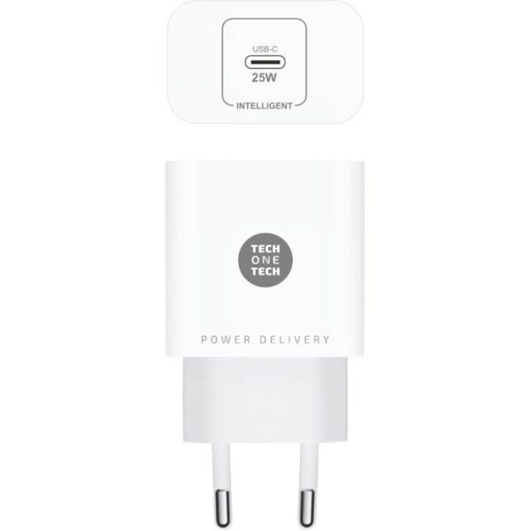 Cargador de Pared Tech One Tech TEC2264/ 1xUSB Tipo-C/ 25W/ Blanco