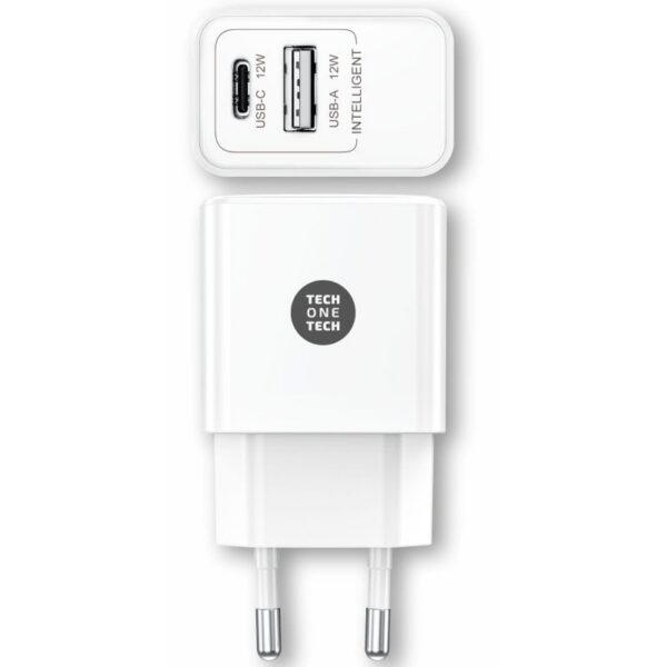 Cargador de Pared Tech One TEC2904 - 2.4A USB, Blanco - Rápido y Seguro