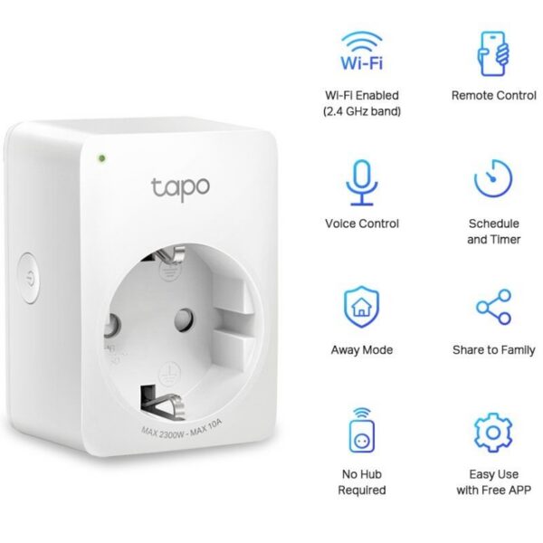 Enchufe WiFi Inteligente TP-Link Tapo P100 - Control Remoto y Voz