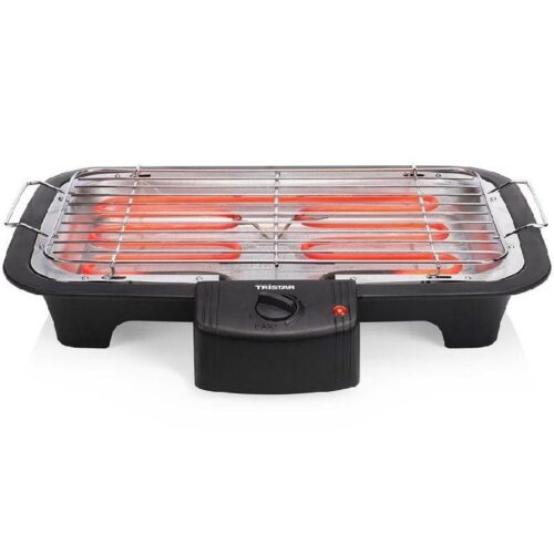 Barbacoa Eléctrica Tristar BQ-2813 - 2000W, Parrilla 38x22cm, Ideal para Terraza y Camping
