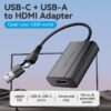 Adaptador HDMI USB-C a USB-A + HDMI - 1080p@60Hz - 15 cm