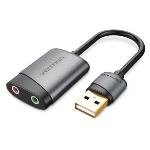 Tarjeta de Sonido USB Vention CDKHB - 2x Jack 3.5mm, Chapado en Oro