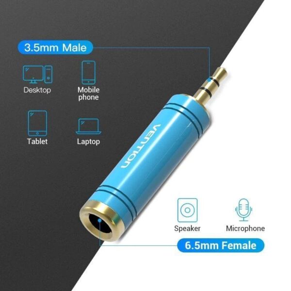 art_ven-adp20vab-s04-l_2 Adaptador de Audio 3.5mm a 6.5mm - Conector de Alta Fidelidad con Chapado en Oro 24K