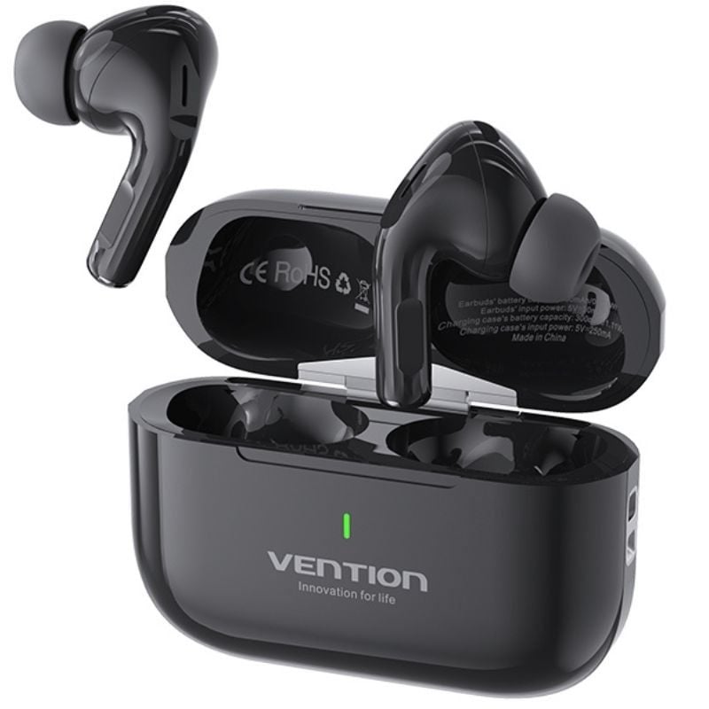 Auriculares Bluetooth Vention Echo Lite E11 - 6h Autonomía + Estuche de Carga - Negro