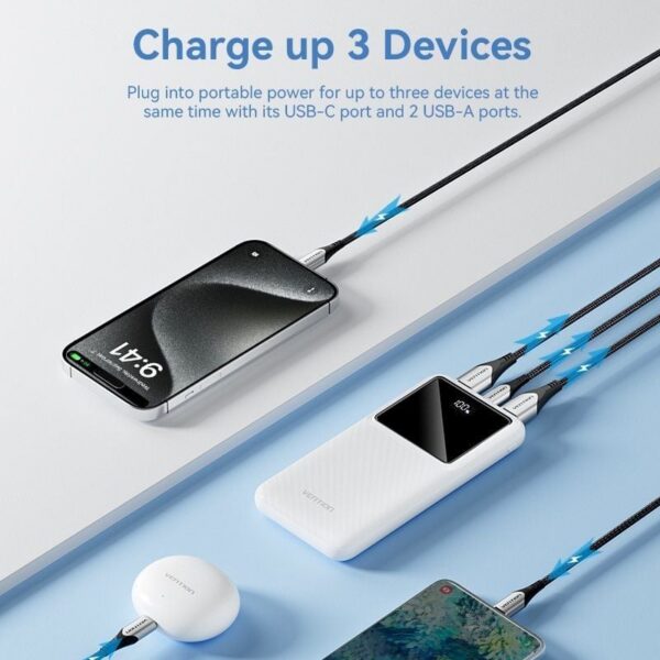 Powerbank 10000mAh Vention 22.5W - Carga Rápida USB-C