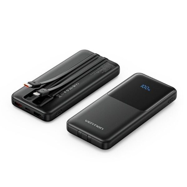 art_ven-bat20fhob0_2 Powerbank 10000mAh Vention - 22.5W, Negro - Incluye Cables USB-C y Lightning