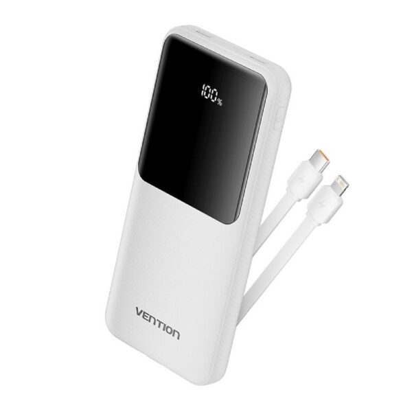 art_ven-bat20fhow0_1 Powerbank Vention 10000mAh - 22.5W - Blanco - Incluye Cables USB-C y Lightning