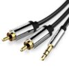 Cable Estéreo Vention BCFBF - Jack 3.5 a 2x RCA Macho, 1m - Negro