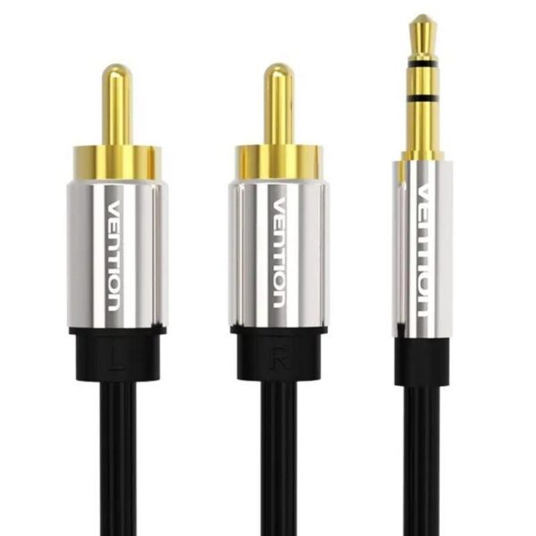 Cable Estéreo Vention BCFBF - Jack 3.5 a 2x RCA Macho, 1m - Negro