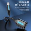 Cable USB 2.0 MicroUSB Macho - USB Hembra, 480 Mbps, 15 cm, Negro
