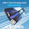 Cable USB 2.0 Tipo-C Vention CTHBH/ USB Tipo-C Macho - USB Macho/ Hasta 60W/ 480Mbps/ 2m/ Negro