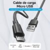 Cable USB 2.0 Macho a MicroUSB Macho 25cm - 480 Mbps - Negro