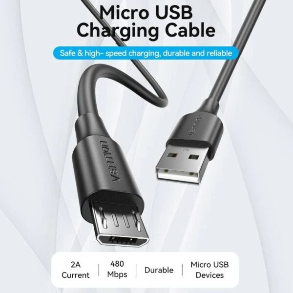 Cable USB 2.0 Vention Blanco - 1.5m, USB-A a MicroUSB, 480Mbps