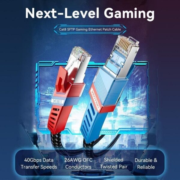 art_ven-cab20ikjbf_2 Cable Ethernet Gaming Vention Cat8 SFTP - 1m - 40Gbps - Ultra Velocidad