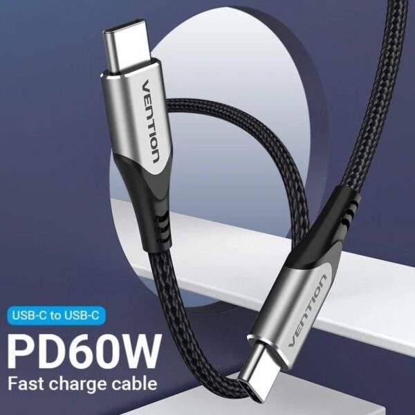 art_ven-cab20tadhg_2 Cable USB-C a USB-C Vention TADHG - 1.5m, 60W, 480Mbps - Gris