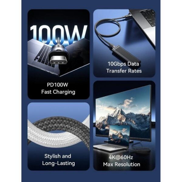 art_ven-cab20trgbh_2 Cable USB 3.2 Tipo-C Vention TRGBH - 2m, 100W, 10Gbps - Negro