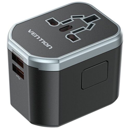 Cargador Universal de Viaje Vention FJCB0 - 3 Puertos (USB-C + 2xUSB) 20W