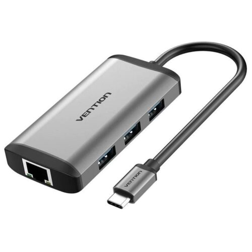 Docking USB-C Vention 6 en 1: 4K HDMI, 3xUSB, RJ45 y Carga Rápida