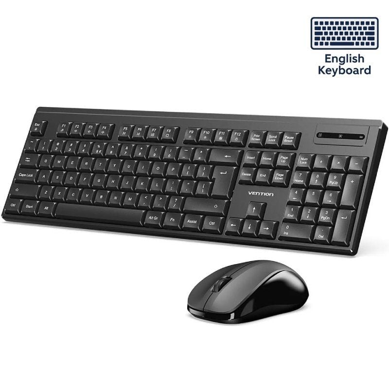 Teclado y Ratón Inalámbricos Vention Combo - Conectividad Bluetooth y USB, Diseño Ergonómico