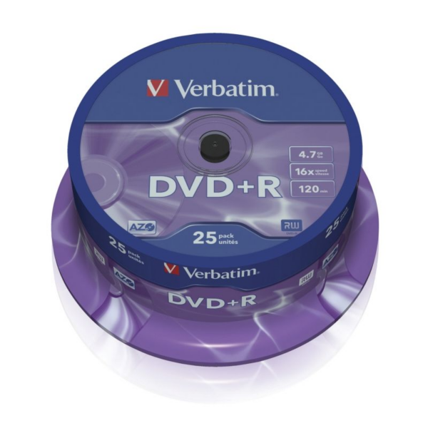 art_verb-dvdr204.7gb2025u_1-1 DVD+R Verbatim Advanced AZO 16X - Tarrina de 25 unidades