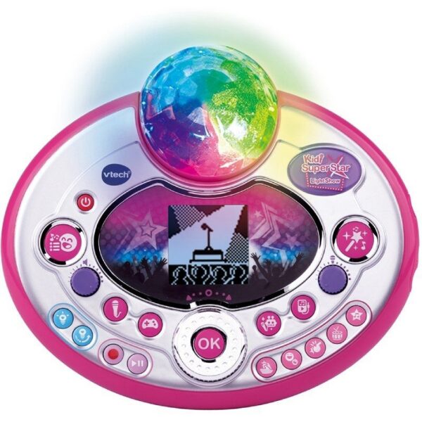 art_vte-mic20kidi20ss20lightshow20pk_1-1 Micrófono Karaoke VTech Kidi SuperStar LightShow - Rosa, 9 en 1 con Efectos de Luz y Grabadora
