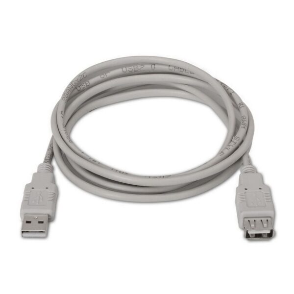 art_ais-cab20a101-0014_2 Cable Alargador USB 2.0 Aisens A101-0014/ USB Macho - USB Hembra/ Hasta 2.5W/ 60Mbps/ 3m/ Beige