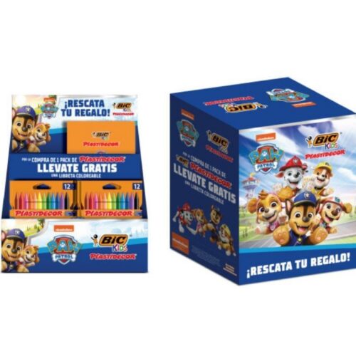 art_bic-expositor20cdsp20paw20pat_1 Expositor BIC Kids Plastidecor Paw Patrol - 24 Packs de 12 Lápices de Cera + 24 Cuadernos