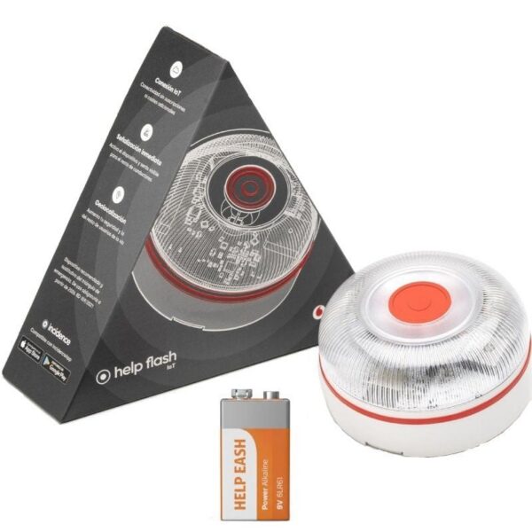 Luz baliza de emergencia para coche Help Flash V16 Connected IoT/ Homologada/ Base Imantada/ Geolocalizable/ Funciona a Pilas