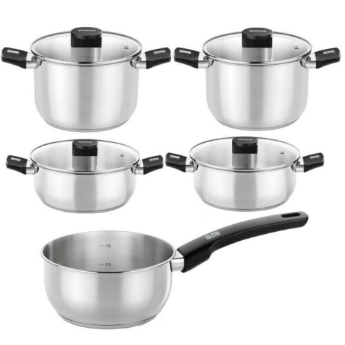 Pack Batería de Cocina Elite Monix M240002/ Cazo Ø14cm/ Ollas Ø20 - 24cm/ Cacerolas Ø20 - 24cm/ Acero Inoxidable/ Apta para Inducción