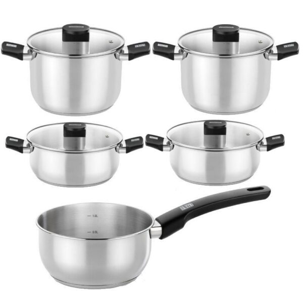 Pack Batería de Cocina Elite Monix M240002/ Cazo Ø14cm/ Ollas Ø20 - 24cm/ Cacerolas Ø20 - 24cm/ Acero Inoxidable/ Apta para Inducción