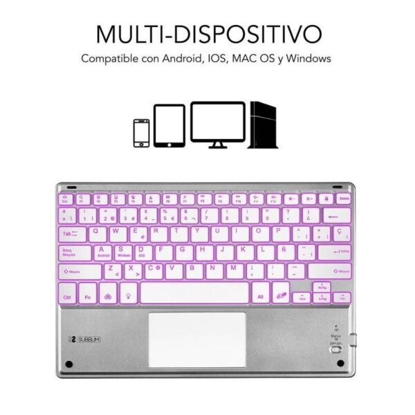 art_sub-tec20smbt50_2 Teclado Inalámbrico Bluetooth Subblim SMBT50 - Plata, Compacto y con Teclas Iluminadas