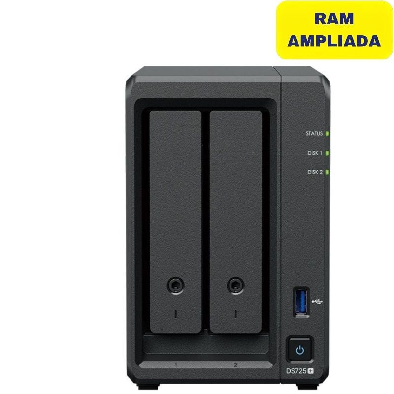 Synology DiskStation DS725+ - NAS de 2 Bahías con 32GB DDR4 - Alta Velocidad y Expansión