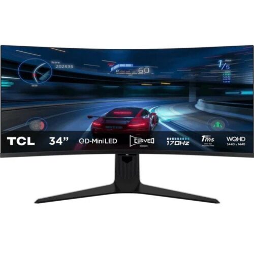 Monitor Gaming Curvo TCL 34R83Q 34" WQHD 170Hz QD-Mini LED