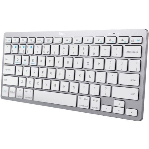 art_tru-tec2024654_1 Teclado Inalámbrico Bluetooth Trust 24654 - Plata, Ultracompacto y Multidispositivo