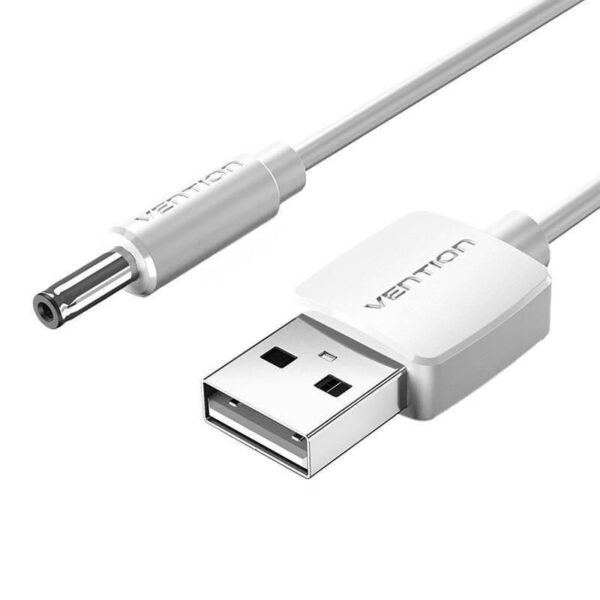 art_ven-adp20cexwf_1 Cable USB a DC 3.5mm Vention - 1m - Blanco - 5V/2A - Alta Calidad