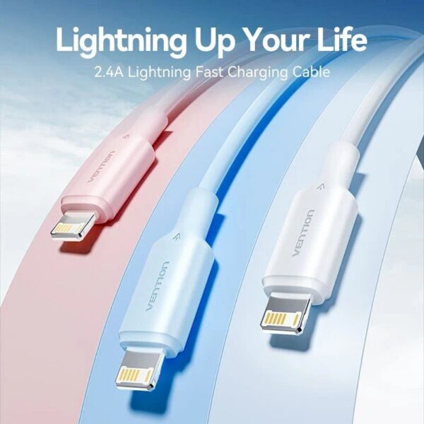 art_ven-cab20lampf_2 Cable USB 2.0 Lightning Rosa - 1m - 480Mbps - Alta Velocidad y Durabilidad